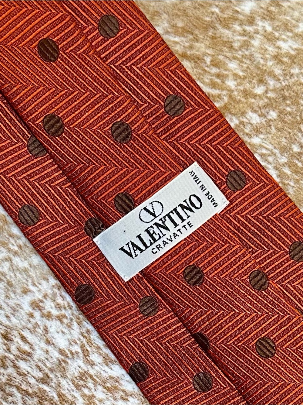 Men’s Valentino Orange Polka Dot Necktie